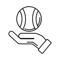 mano levantando pelota tenis deporte icono de estilo de línea vector