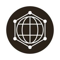 sphere world planet with points network around block style vector
