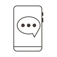 smartphone device with speech bubble line style icon vector