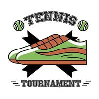 tennis balls and lettering with shoe line and fill style vector