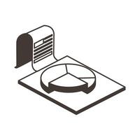 Pie chart in document line style icon vector design