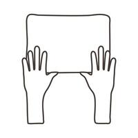 afro hands human protesting with banner line style icon vector