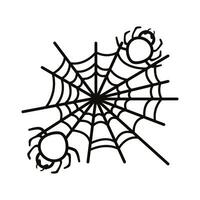 icono de estilo de línea de red de araña de halloween vector