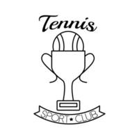 ball tennis sport in trophy cup line style icon vector