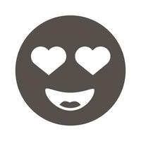 emoji encantador con corazones icono de estilo de silueta de jerga vector