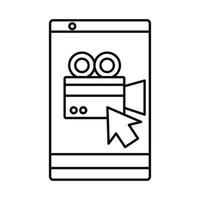 Digital marketing videocamera with cursor in smartphone line style icon vector design