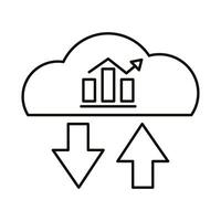 Digital marketing bars chart in cloud computing line style icon vector design