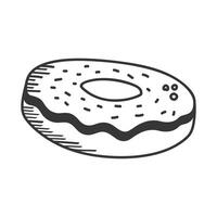 sweet donut hand draw and line style icon vector design