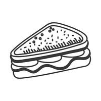 triángulo sándwich mano dibujar y estilo de línea icono de diseño vectorial vector