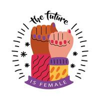 Girl power fists up vector design