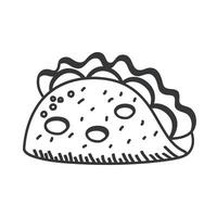 taco mano dibujar y estilo de línea icono de diseño vectorial vector