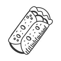 burrito hand draw and line style icon vector design