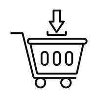 shopping cart trolley with arrow down line style icon vector