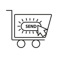 Digital marketing cart with send button line style icon vector design