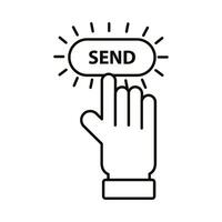 Digital marketing cursor hand with send button line style icon vector design