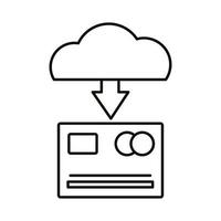 Digital marketing credit card and cloud computing line style icon vector design