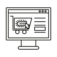 Digital marketing cart website in computer line style icon vector design