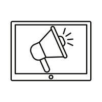 megaphone in tablet line style icon vector design