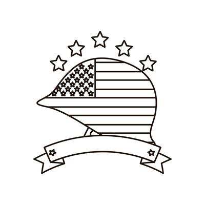 united states of america flag in helmet with ribbon line style icon