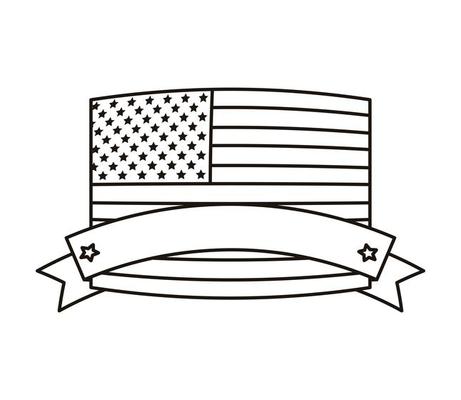 united states of america flag with tape frame line style icon