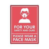 mask required square label stamp with man using mask vector