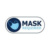 mask required label sticker with lettering and face mask vector