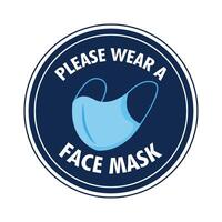 mask required circular label stamp with lettering and face mask vector