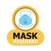 mask required label sticker with medical mask vector