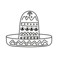 icono de estilo de línea de sombrero mexicano tradicional vector