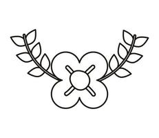 beautiful flower and leafs garden line style icon vector