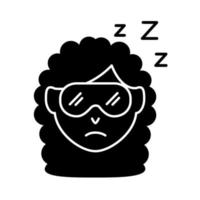 cabeza de mujer con insomnio z letras icono de estilo de silueta vector