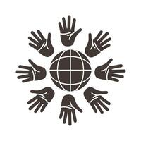 hands palms around of sphere browser silhouette style icon vector