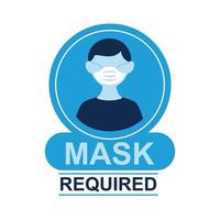 mask required label sticker with man wearing face mask vector