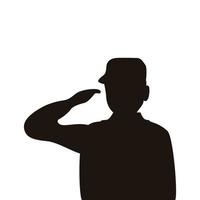 Oficial militar saludando silueta icono aislado vector