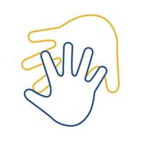 down syndrome hands print line style icon vector