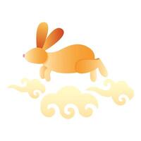 cute little rabbit running in clouds spring animal icon vector