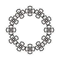 beautiful flowers garden circular frame line style vector