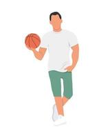 jugador de baloncesto aislado en la ilustración de vector de fondo blanco