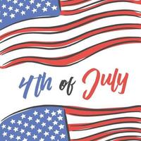 4th of july hand drawn flag vector
