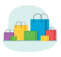 Group of color shopping bags isolated on white background Vector Illustration