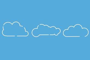conjunto de iconos de nubes en estilo plano de moda aislado sobre fondo azul vector