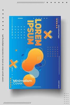 Plantilla de diseño de portada con líneas abstractas estilo moderno degradado de color diferente en el fondo vector