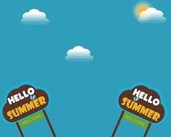 Vector Hello Summer Holiday typographic illustration on vintage wood background