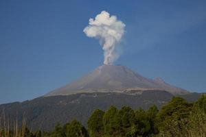 popocatepetl volcano on a sunny day without clouds with little activity photo