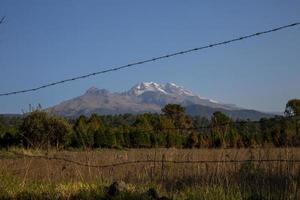 Iztaccihuatl seismically inactive volcano on a sunny day with little snow photo