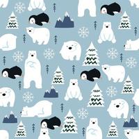 winter seamless pattern with animals vector