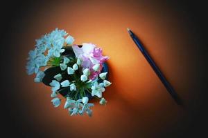 Purple and white flower bouquet photo