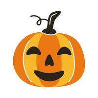 halloween pumpkin face flat style icon vector