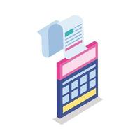 Isolated calculator with receipt isometric line style icon vector design