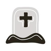 cemetery tomb with cross flat style icon vector